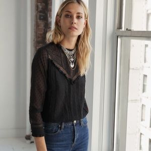 Sezane Long-sleeved dotted swiss blouse NWT